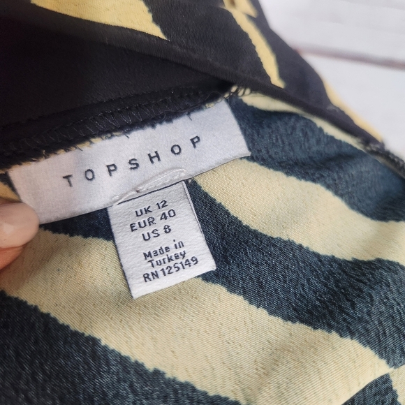 TOPSHOP Black And Tan Zebra Print Pinafore Dress Size 8 - Picture 6 of 7
